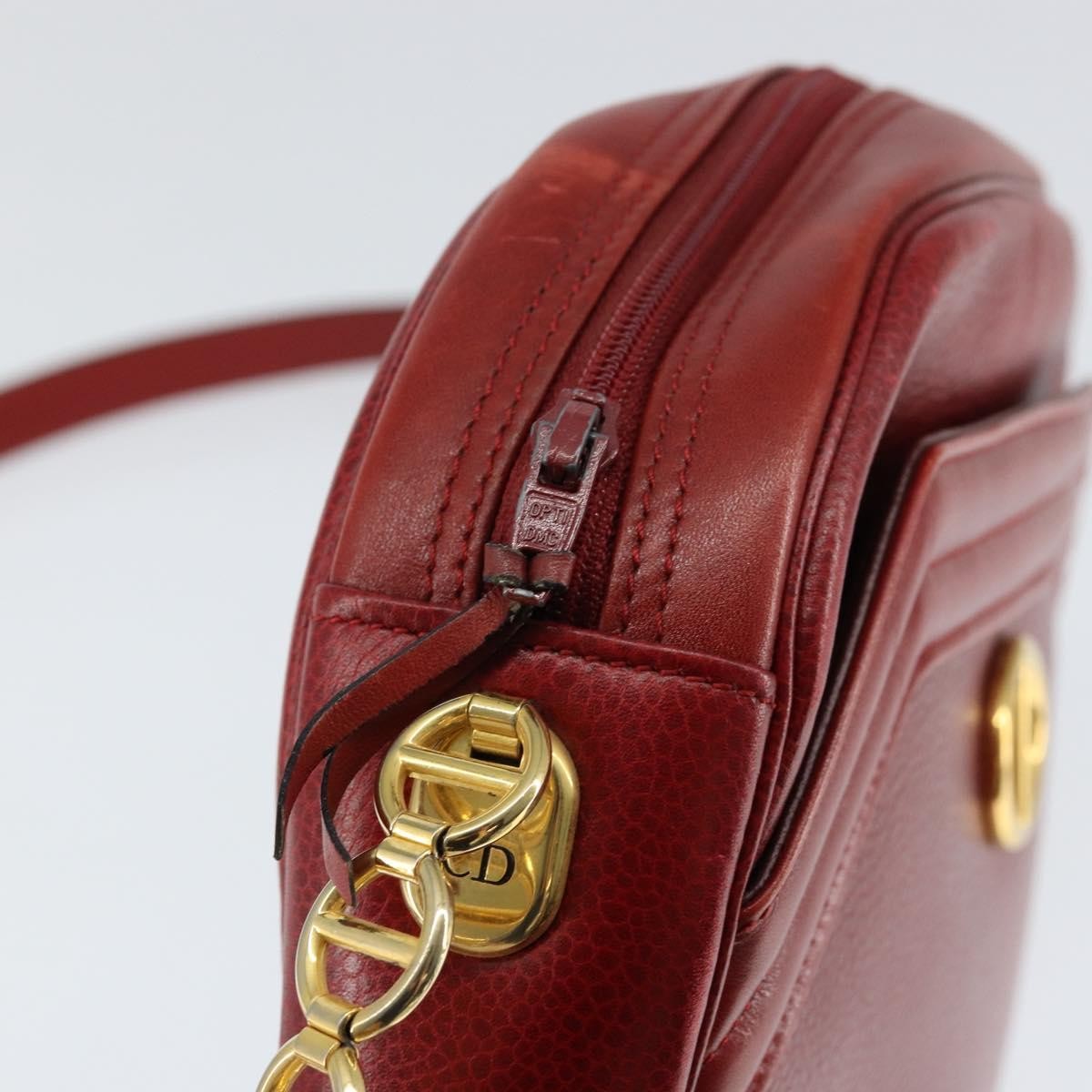 Christian Dior Vintage Shoulder Bag Leather Red Leather Shoulder Bag Bag (Pre-Owned)