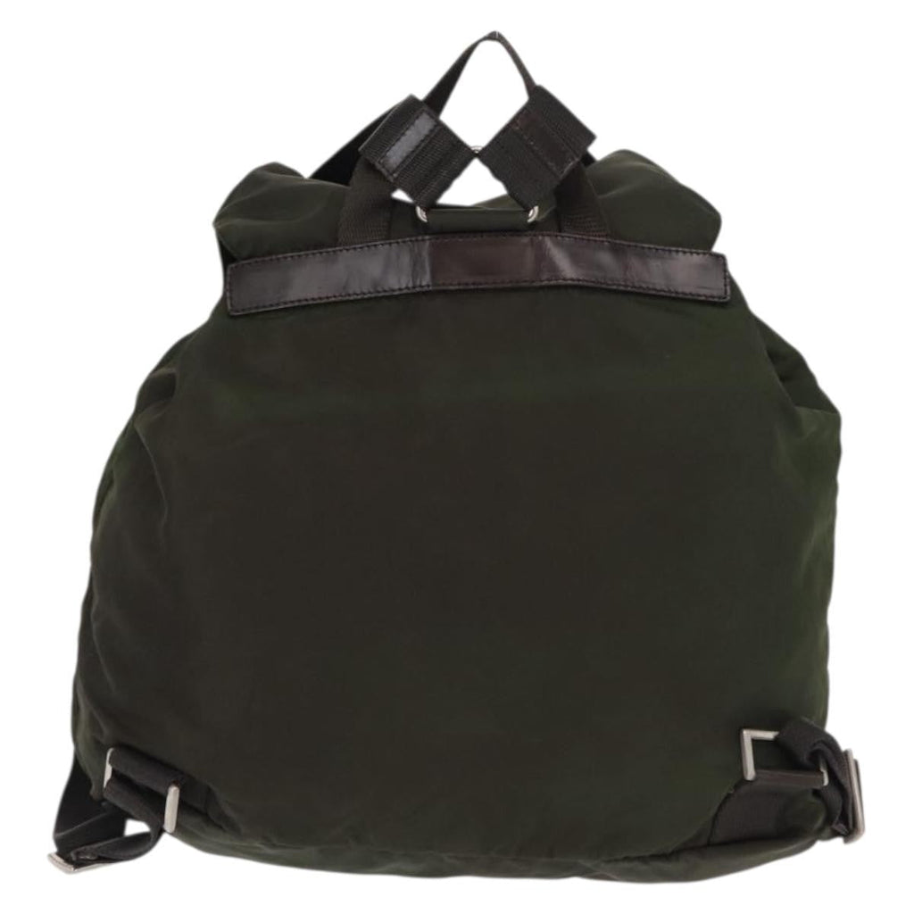 Prada Double Front Pocket Backpack Tessuto Khaki Nylon Backpack Bag