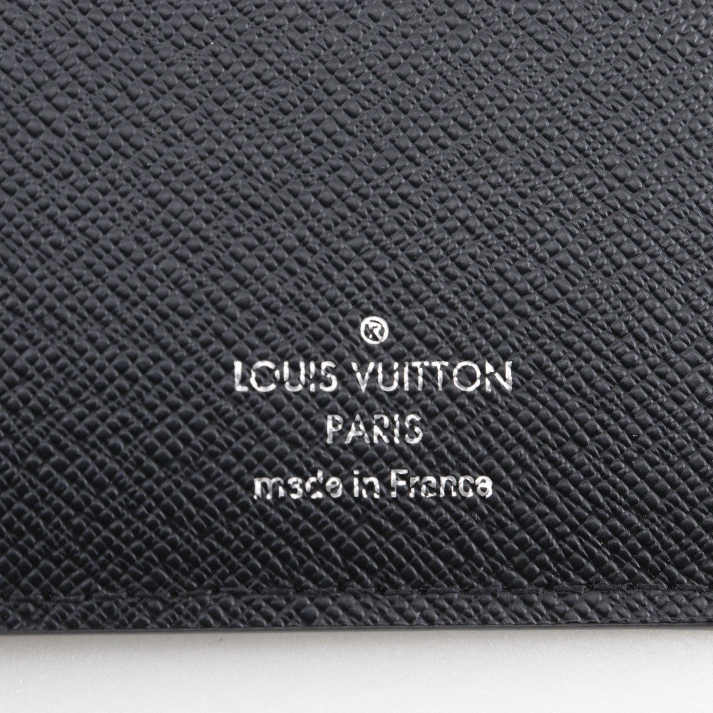 Louis Vuitton Brazza Long Bifold Wallet Taiga Leather Black Leather Wallets Accessory