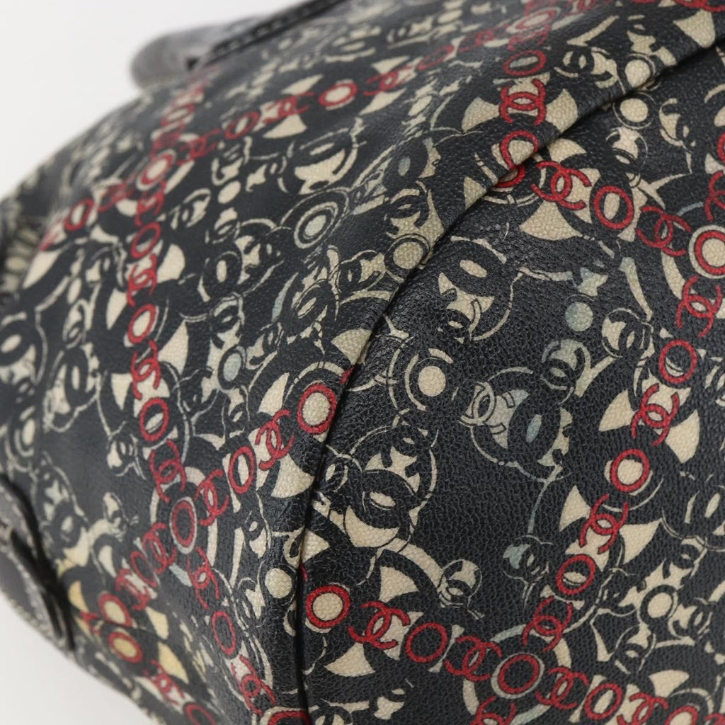 Chanel Optic Coco Bowler Bag Printed Coated Canvas With Caviar Black Pvc Travel Bag Bag