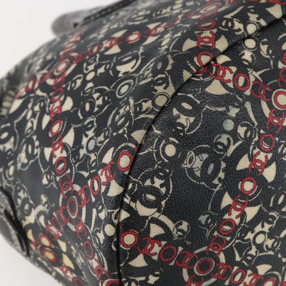 Chanel Optic Coco Bowler Bag Printed Coated Canvas With Caviar Black Pvc Travel Bag Bag