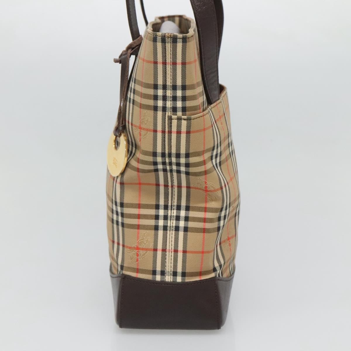 Burberry Nova Check Tote Canvas And Leather Beige Canvas Tote Bag