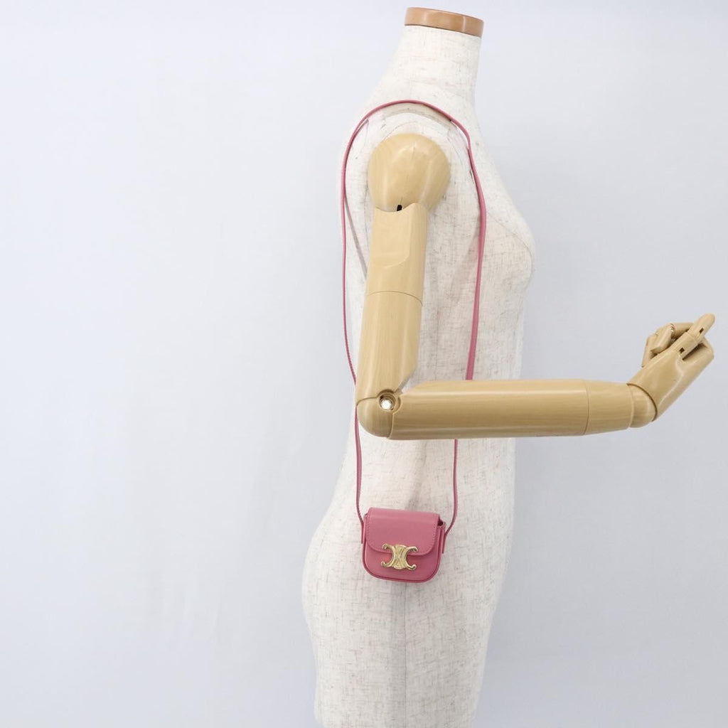 Celine Triomphe Shoulder Bag Smooth Calfskin Pink Leather Shoulder Bag Bag