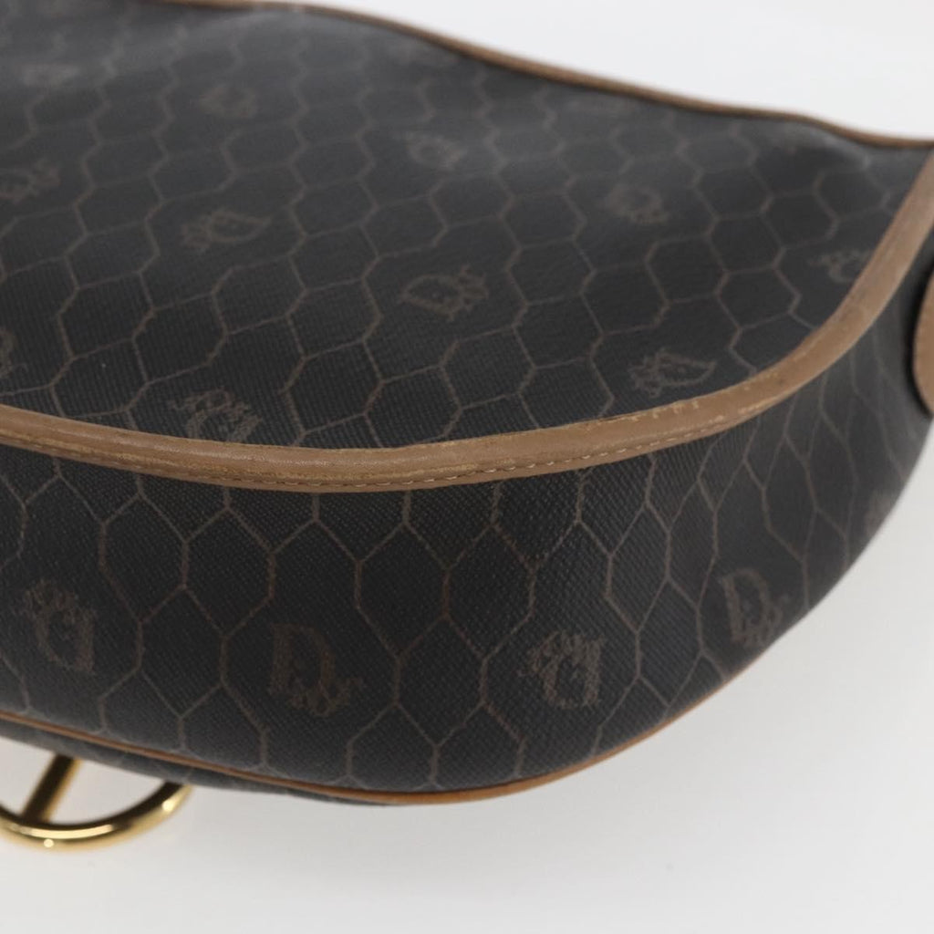 Christian Dior Vintage Honeycomb Shoulder Bag Canvas And Leather Black Canvas Shoulder Bag Bag (Pre-Owned)