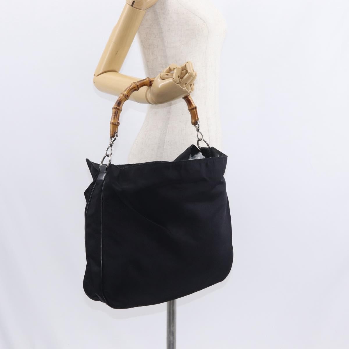 Gucci Vintage Bamboo Shoulder Bag Canvas Black Canvas Shoulder Bag Bag (Pre-Owned)