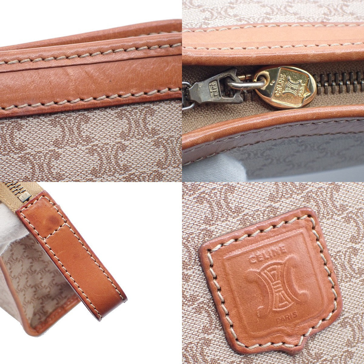 Celine Macadam Pochette Canvas And Leather Brown Canvas Clutche & Pouche Bag