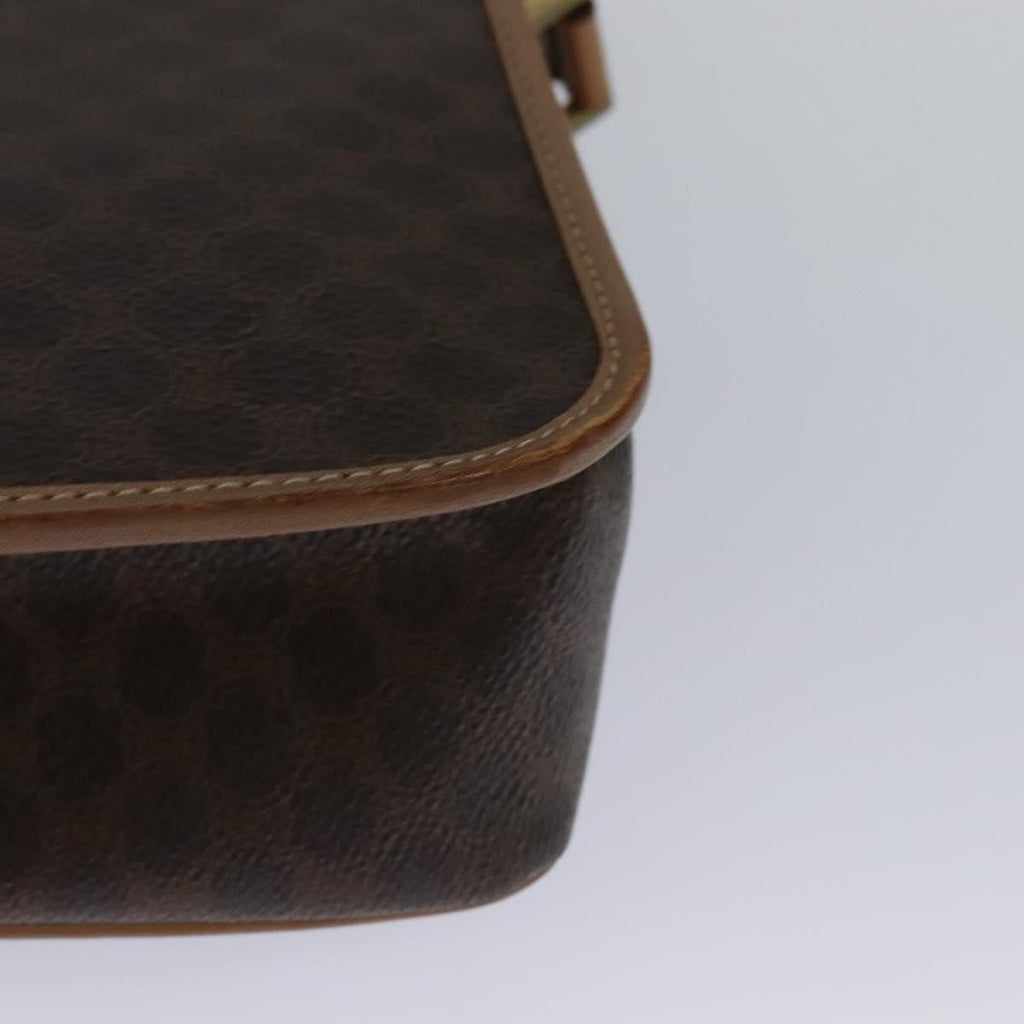 Celine Vintage Macadam Circle Logo Shoulder Bag Canvas And Leather Brown Canvas Shoulder Bag Bag