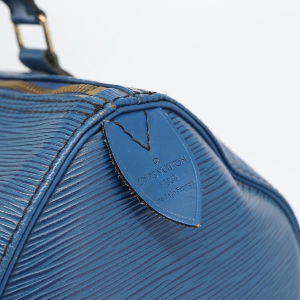 Louis Vuitton Speedy Handbag Epi Leather Blue Leather Handbag