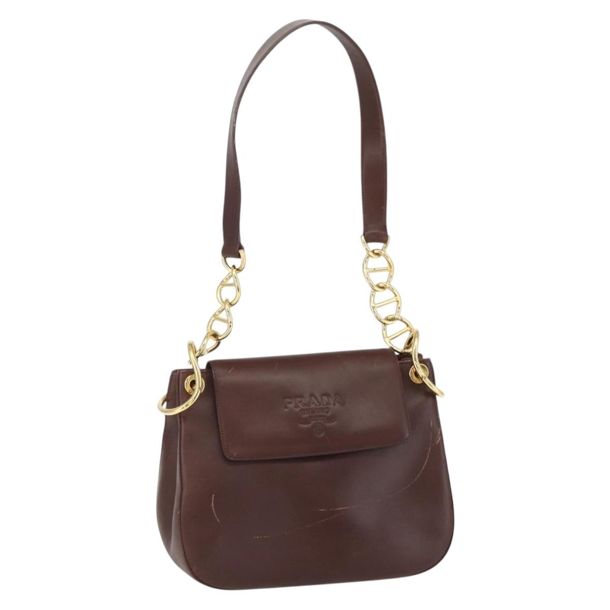 Prada Vintage Shoulder Bag Leather Brown Leather Shoulder Bag Bag