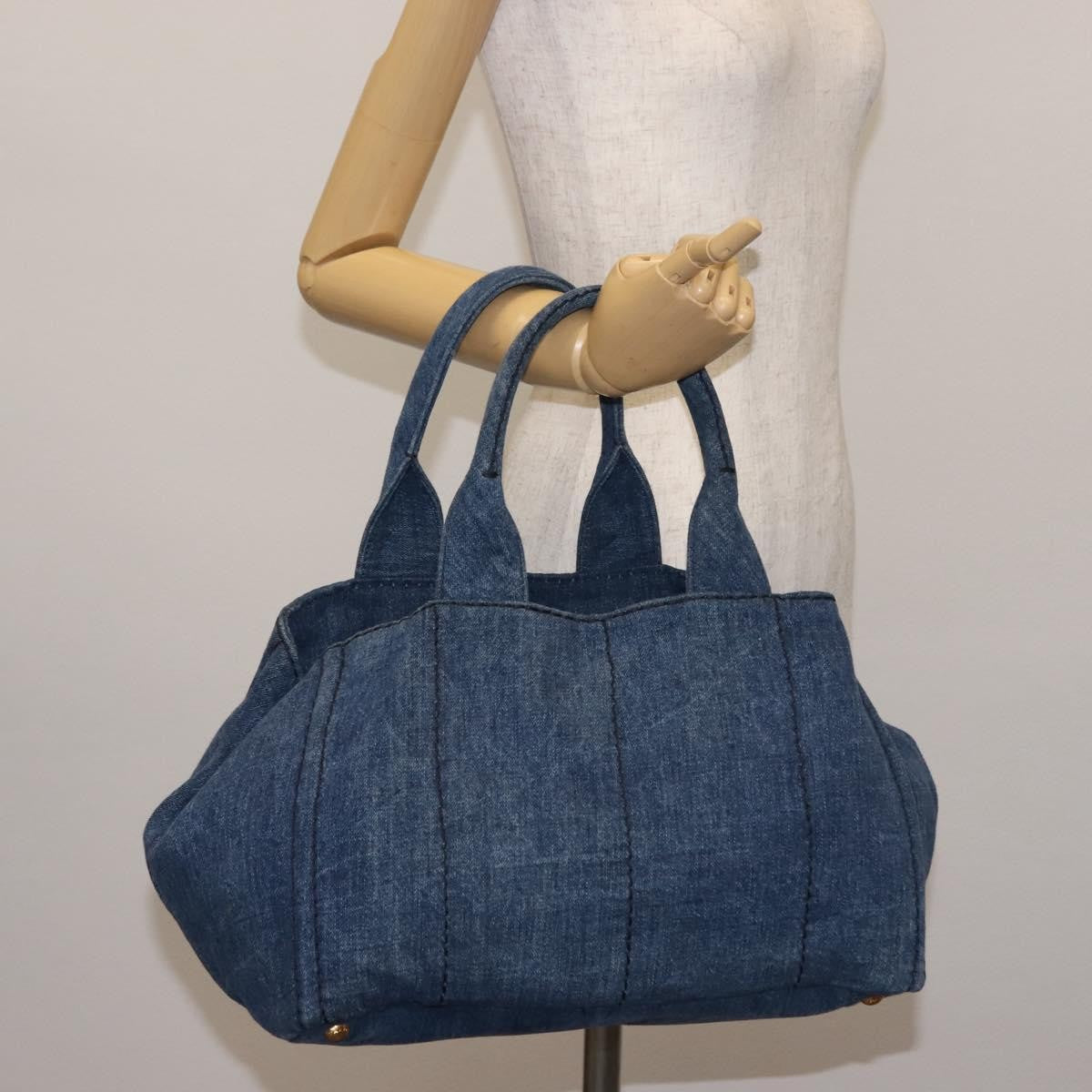 Prada Canapa Convertible Tote Denim Blue Denim_Jeans Bag