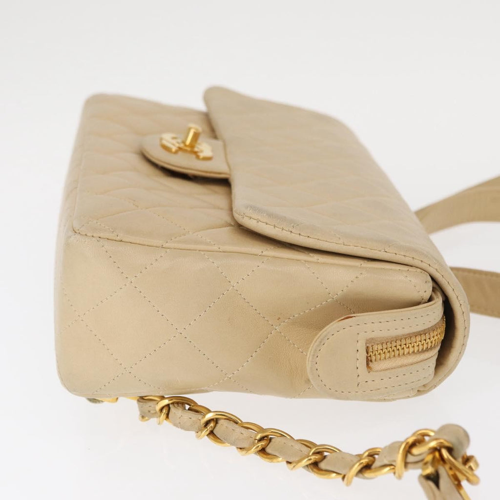 Chanel Vintage Classic Flap Backpack Quilted Lambskin Beige Leather Backpack Bag