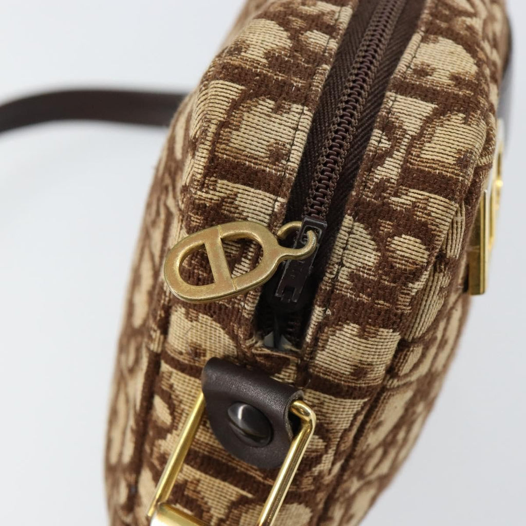 Christian Dior Vintage Trotter Crossbody Bag Diorissimo Coated Canvas Brown Canvas Shoulder Bag Bag (Pre-Owned)