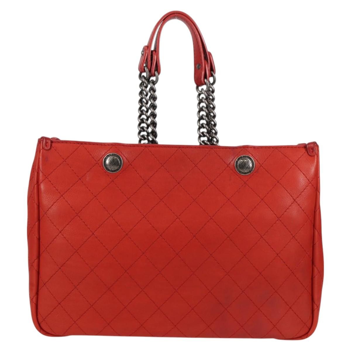 Chanel Shopping Tote Quilted Caviar Orange Leather Shoulder Bag Bag