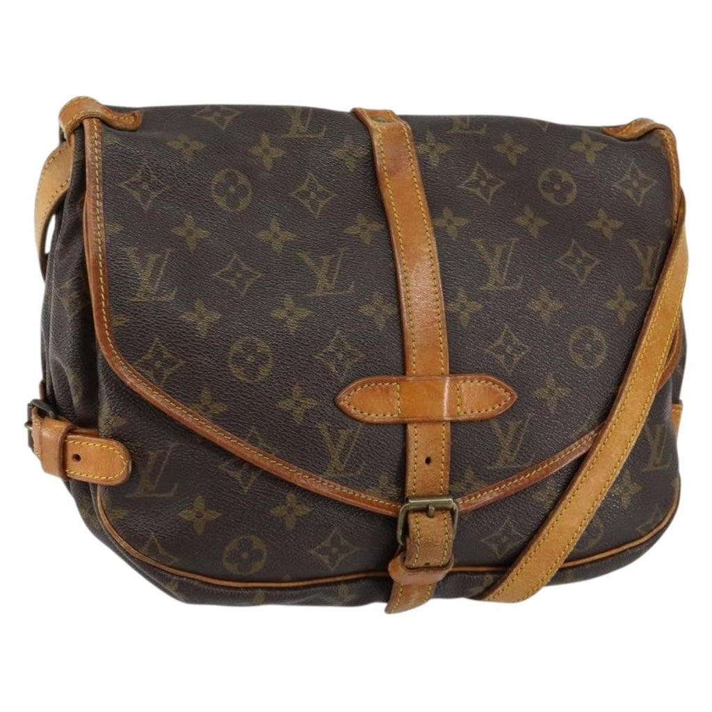 Louis Vuitton Saumur Handbag Monogram Canvas Brown Canvas Shoulder Bag