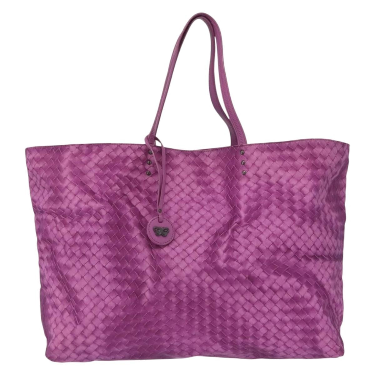 Bottega Veneta Intrecciolusion Tote Printed Nylon Purple Nylon Tote Bag Bag