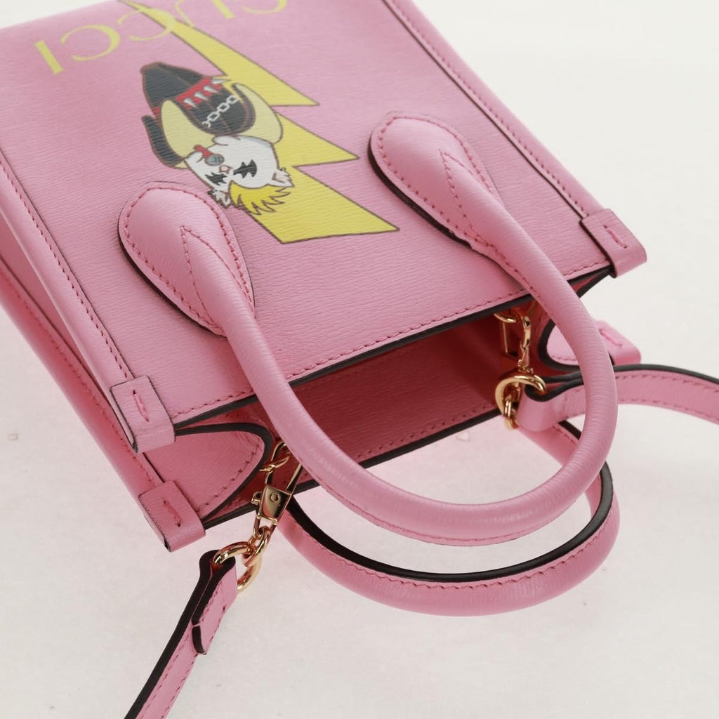 Gucci Vertical Tote Printed Leather Pink Leather Tote Bag Bag (Pre-Owned)