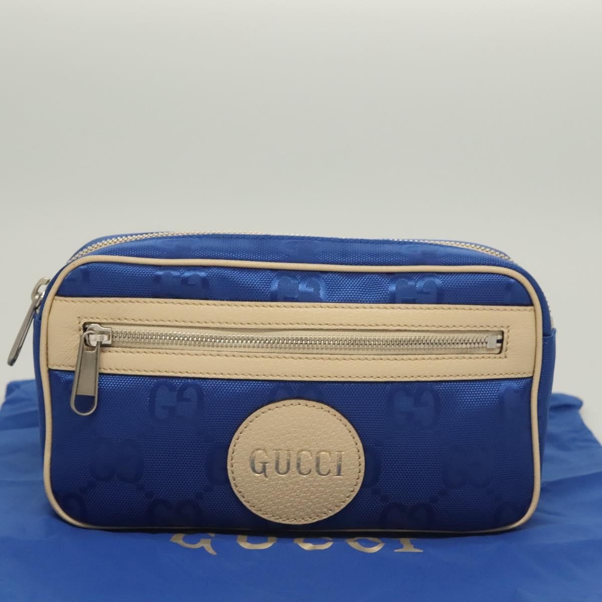 Gucci Off The Grid Belt Bag Gg Econyl Blue Canvas Shoulder Bag Bag (Pre-Owned)