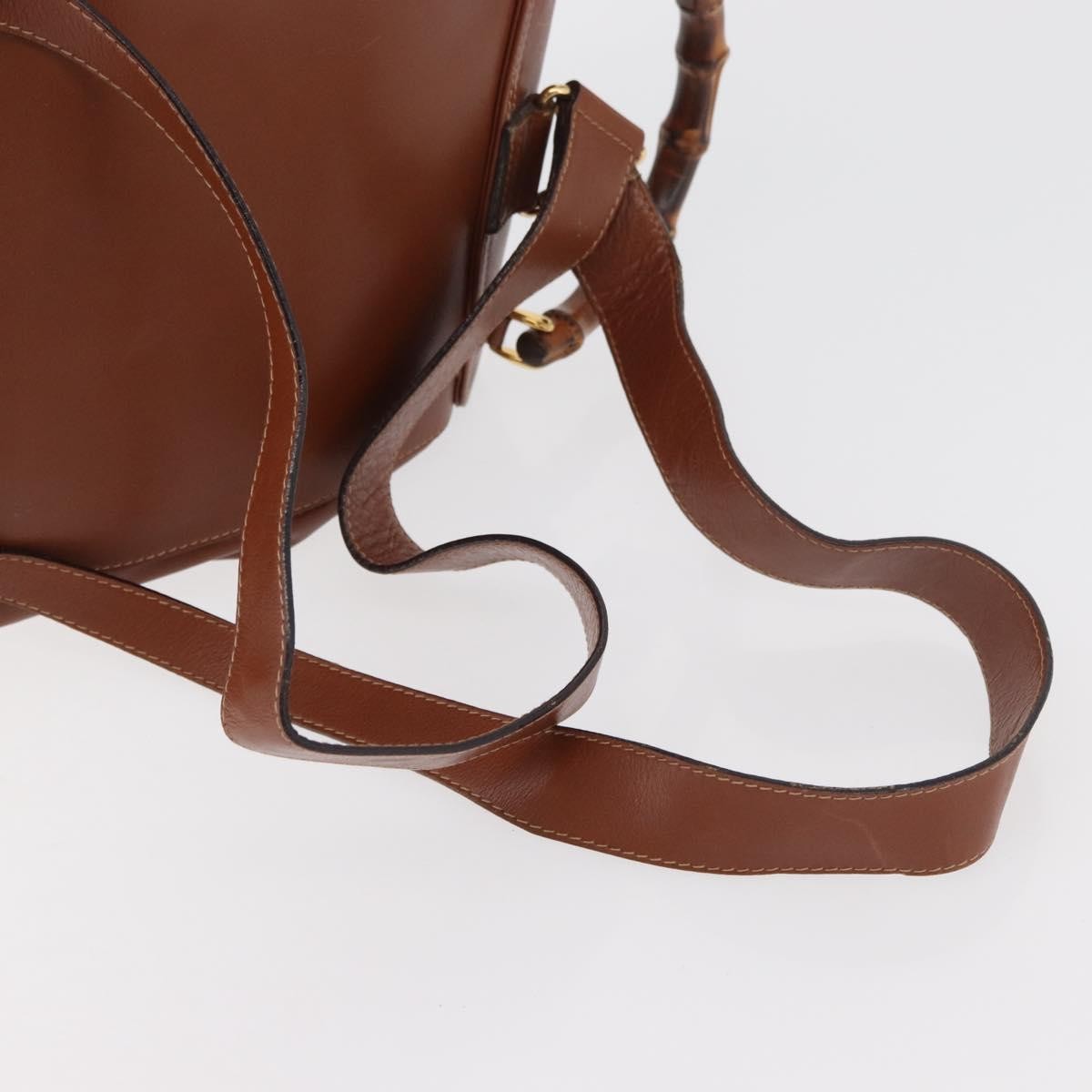 Gucci Vintage Bamboo Backpack Leather Brown Leather Backpack Bag (Pre-Owned)