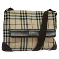 Burberry Vintage Flap Crossbody Bag Haymarket Canvas Beige Nylon Shoulder Bag