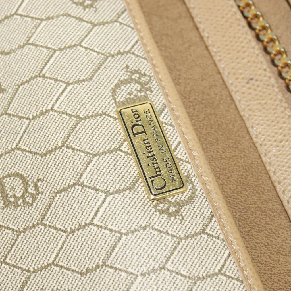 Christian Dior Vintage Chain Flap Shoulder Bag Leather Beige Leather Shoulder Bag Bag (Pre-Owned)