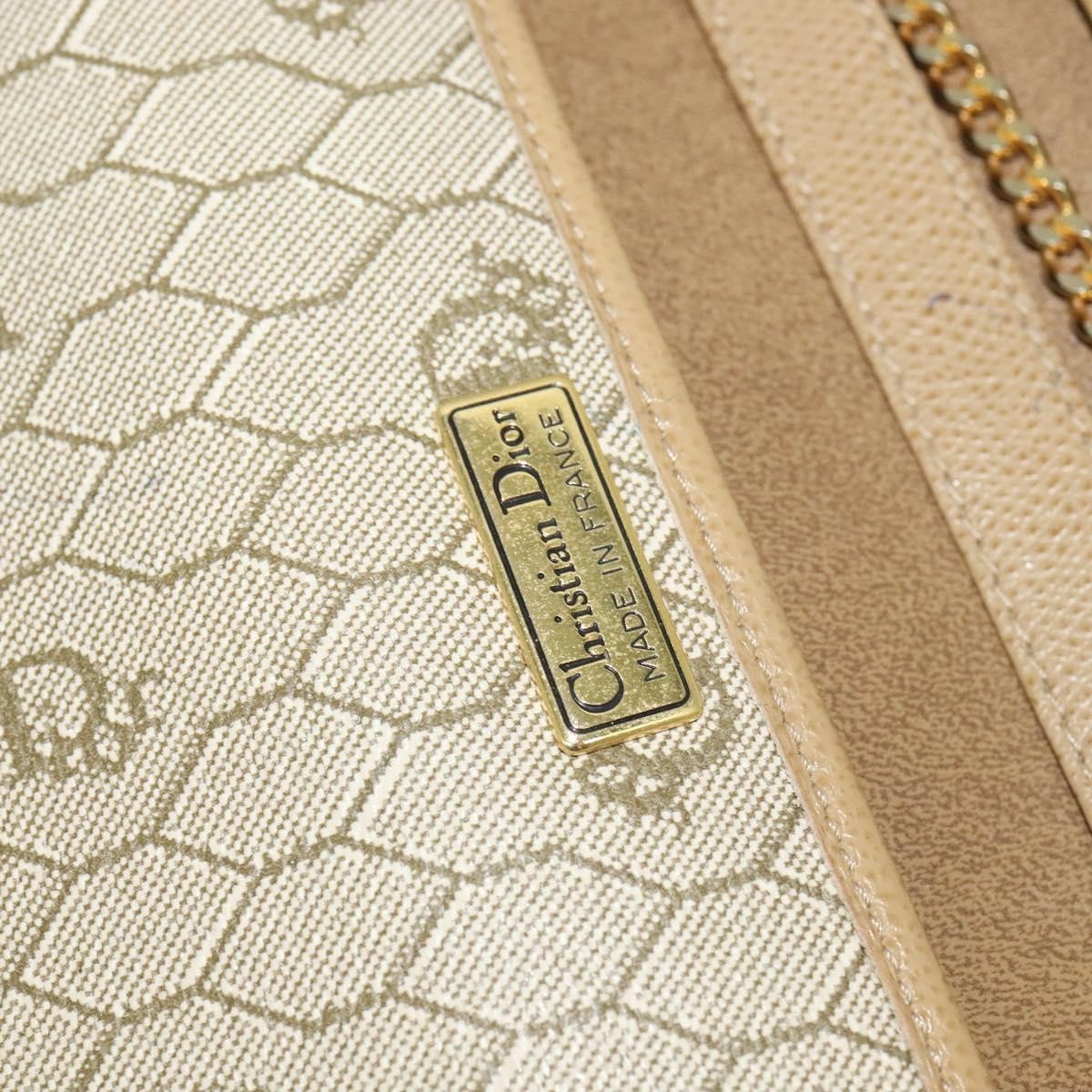 Christian Dior Vintage Chain Flap Shoulder Bag Leather Beige Leather Shoulder Bag Bag (Pre-Owned)