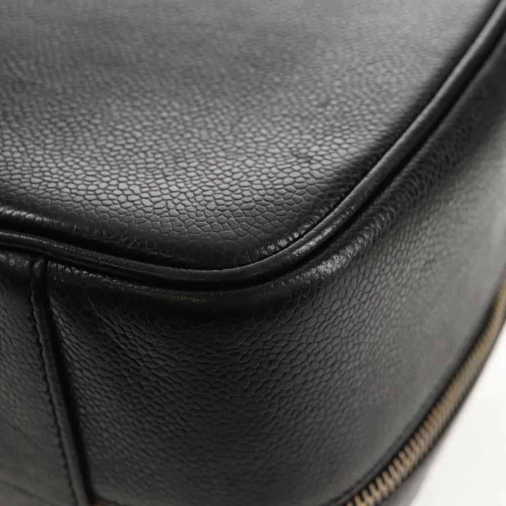 Chanel Vintage Timeless Zip Around Vanity Case Caviar Black Leather Clutche & Pouche Bag
