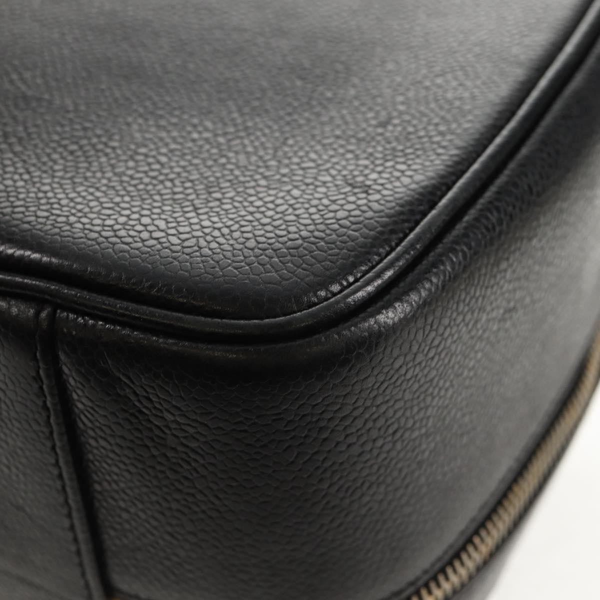 Chanel Vintage Timeless Zip Around Vanity Case Caviar Black Leather Clutche & Pouche Bag