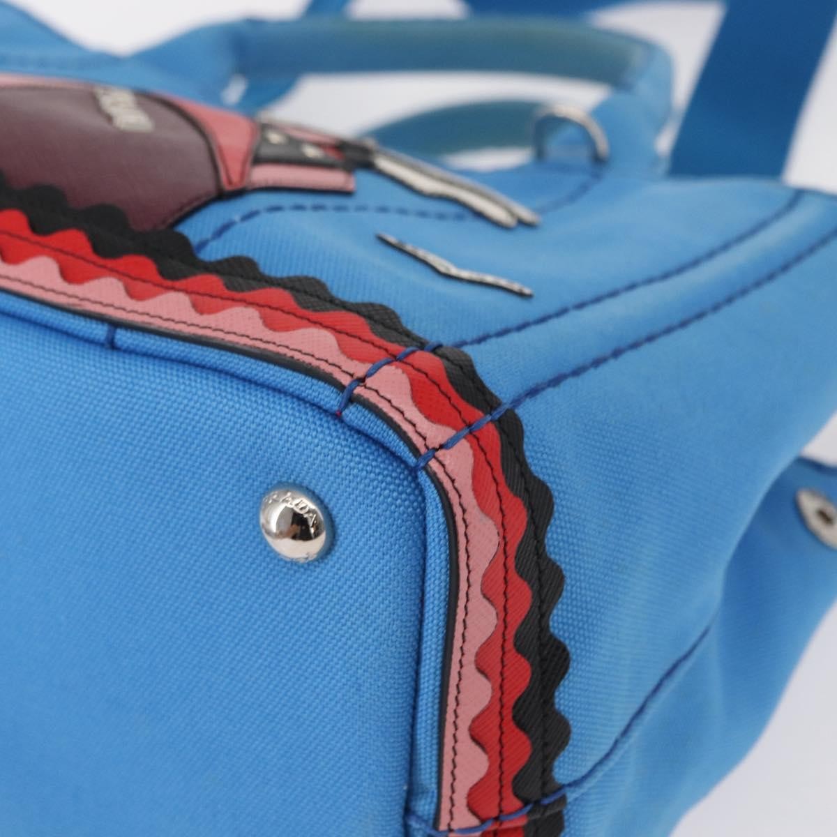 Prada Canapa Convertible Tote Canvas With Applique Blue Canvas Tote Bag Bag
