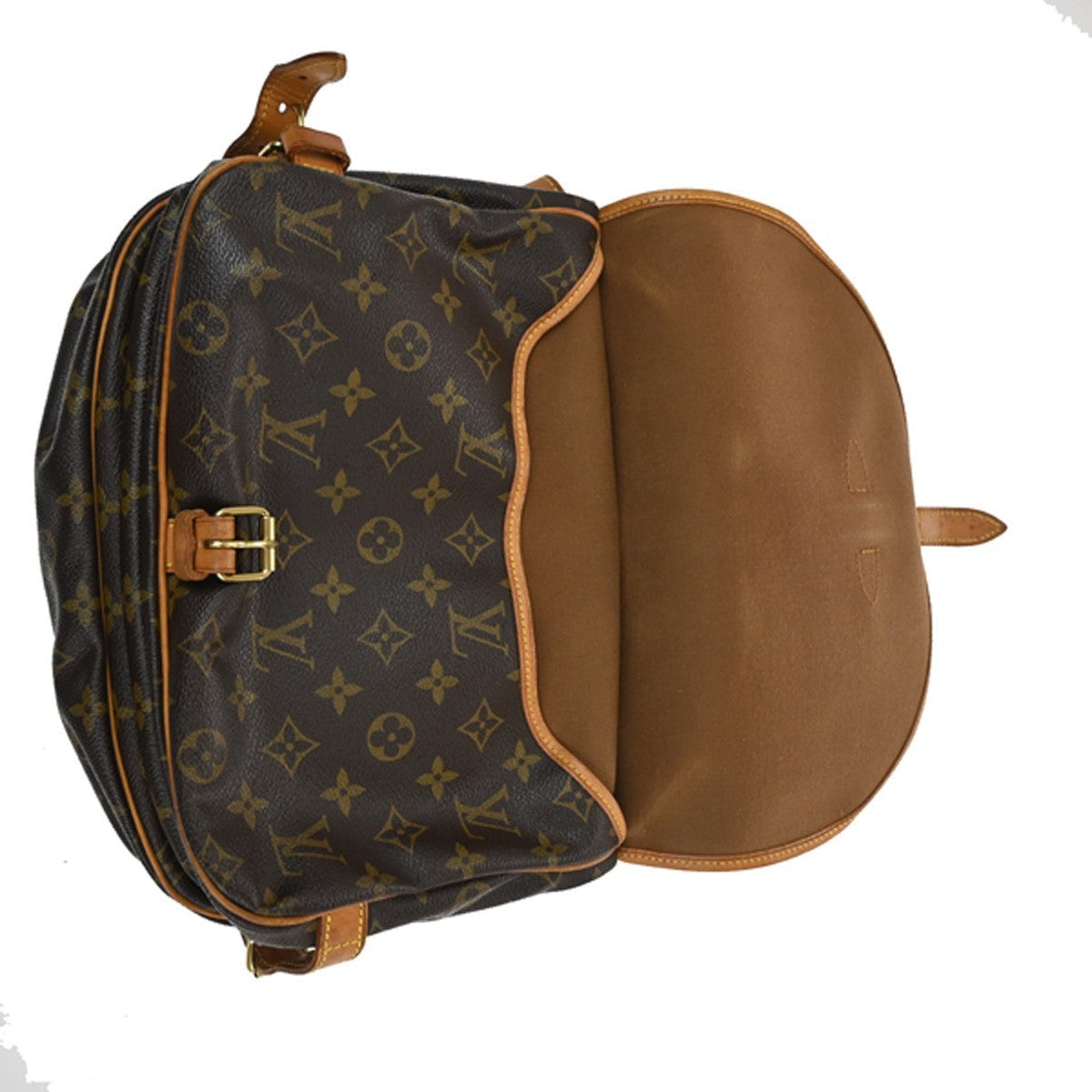 Louis Vuitton Saumur Handbag Monogram Canvas Brown Canvas Shoulder Bag