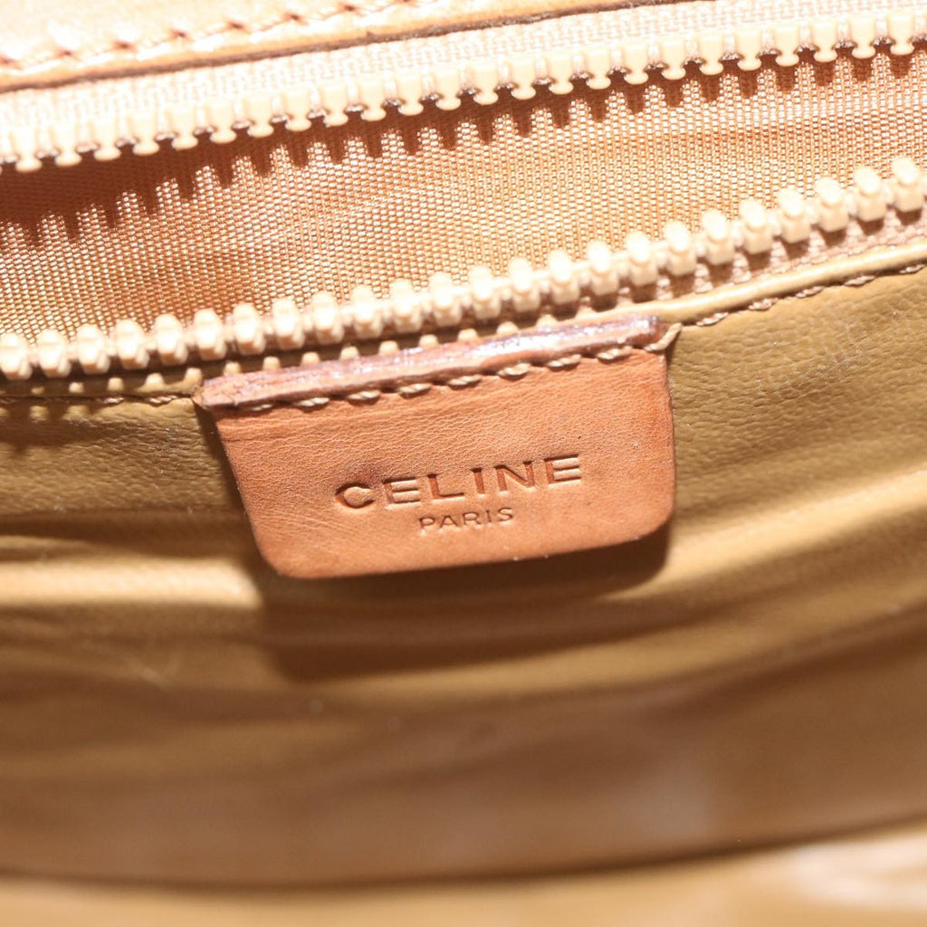 Celine Vintage Macadam Shoulder Bag Canvas And Leather Beige Canvas Shoulder Bag Bag