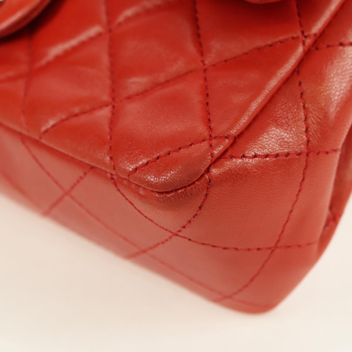 Chanel Flap Shoulder Bag Leather Red Leather Handbag