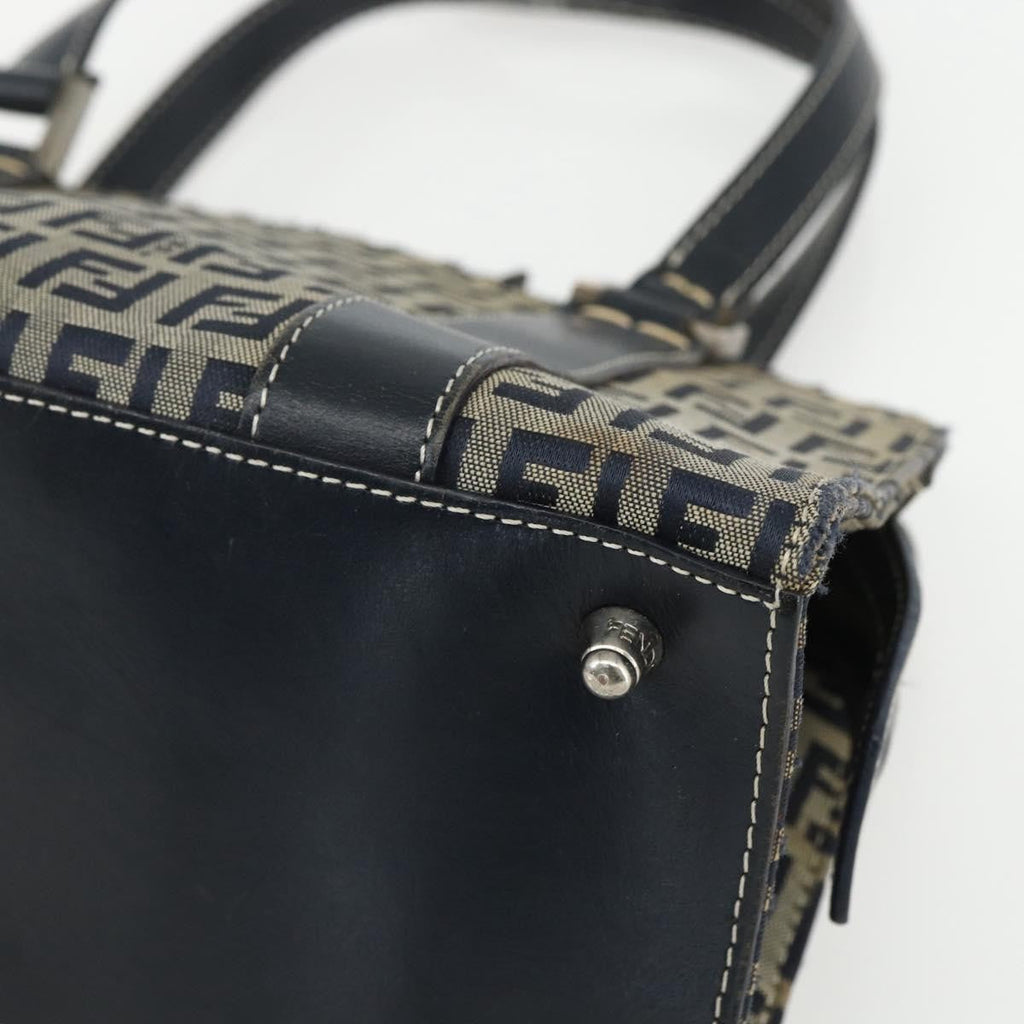 Fendi Vintage Satchel Zucchino Canvas Navy Canvas Handbag
