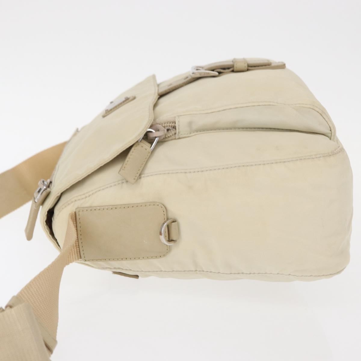 Prada Buckle Messenger Bag Tessuto Beige Nylon Shoulder Bag Bag