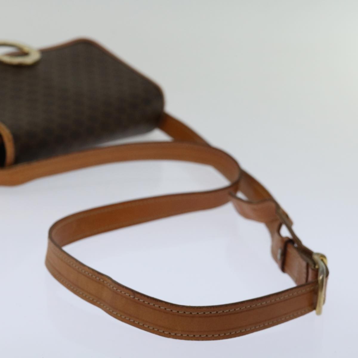 Celine Circle Logo Shoulder Bag Canvas Brown Pvc Shoulder Bag Bag