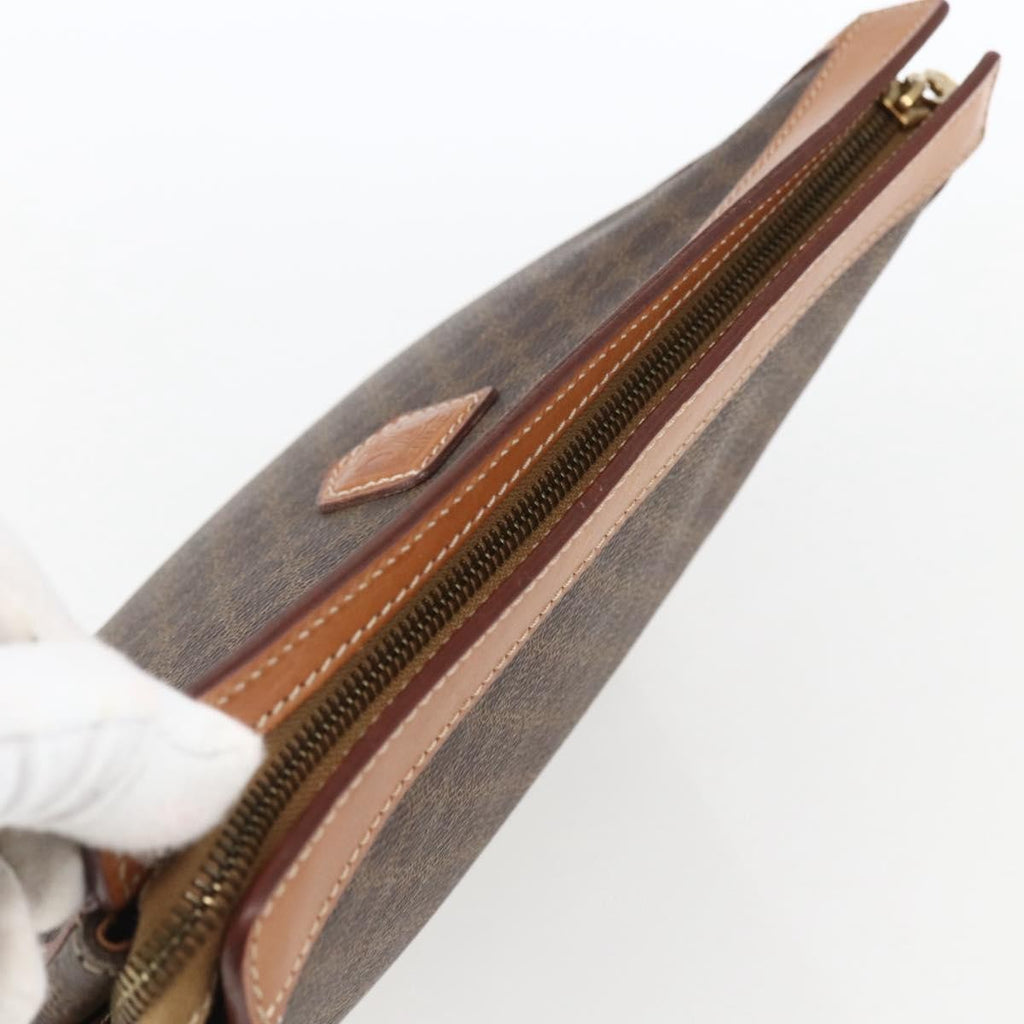 Celine Macadam Pochette Canvas Brown Pvc Clutche & Pouche Bag