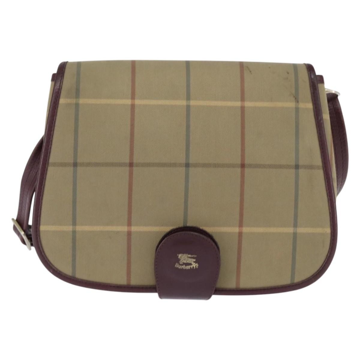 Burberry Nova Check Shoulder Bag Canvas Beige Canvas Shoulder Bag