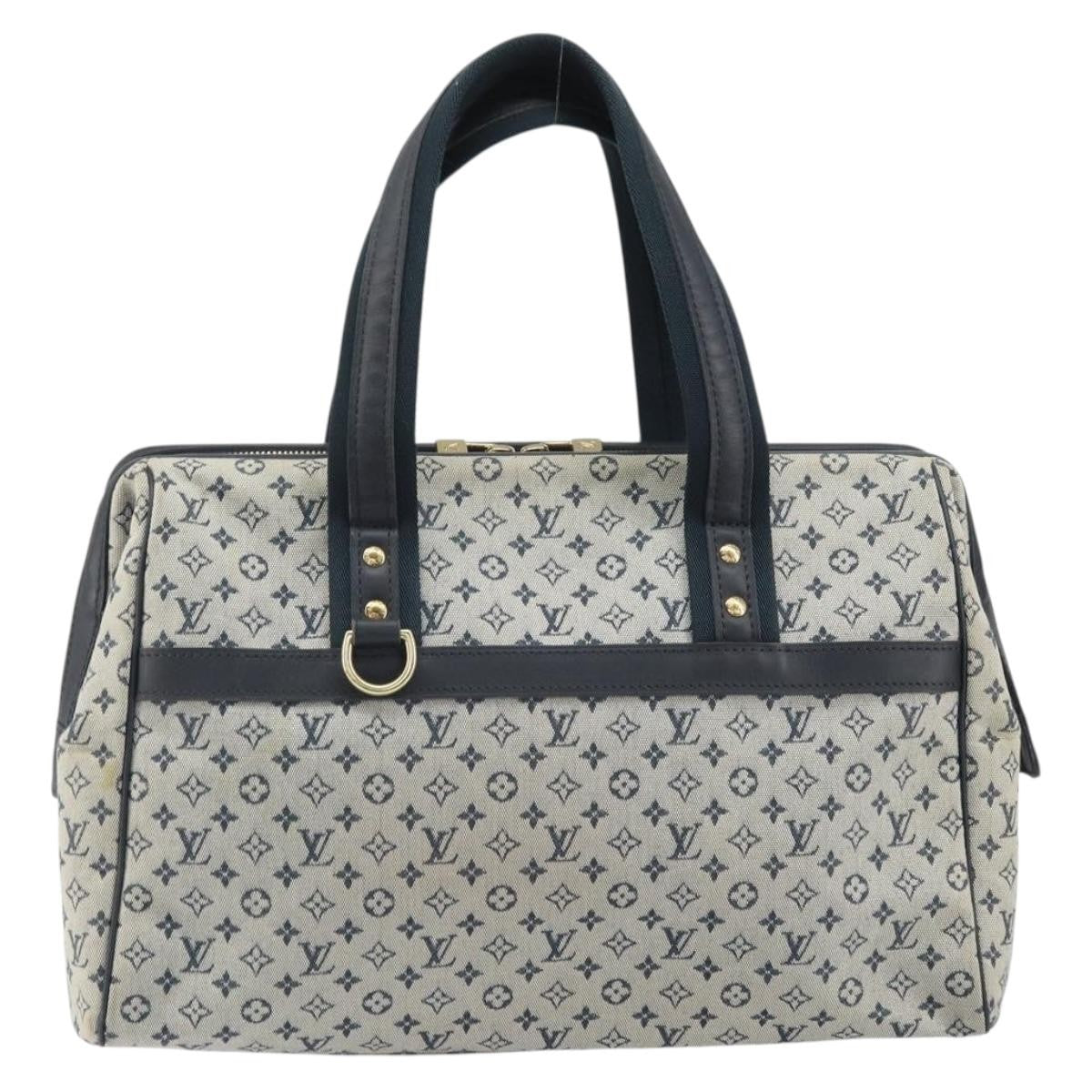 Louis Vuitton Josephine Handbag Mini Lin Blue Canvas Handbag