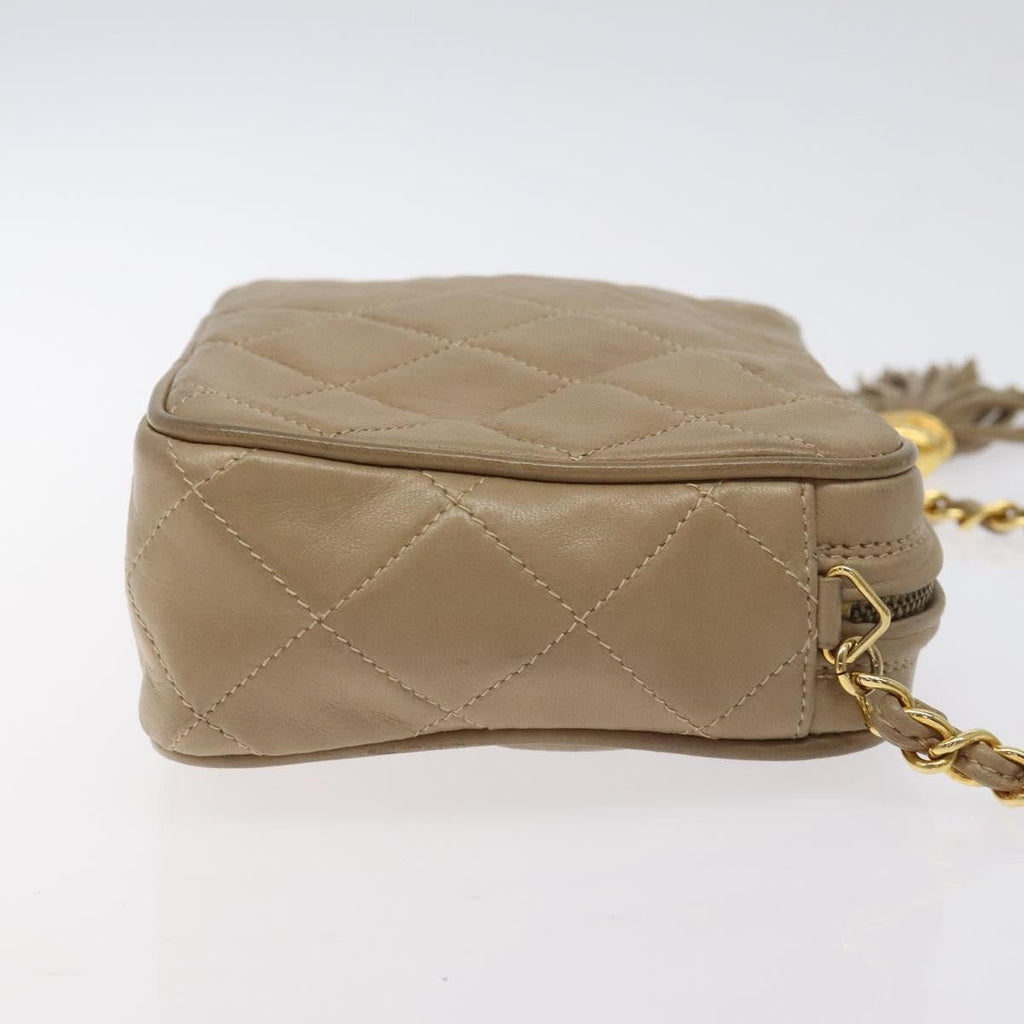 Chanel Vintage Diamond Cc Camera Bag Quilted Leather Beige Leather Shoulder Bag Bag
