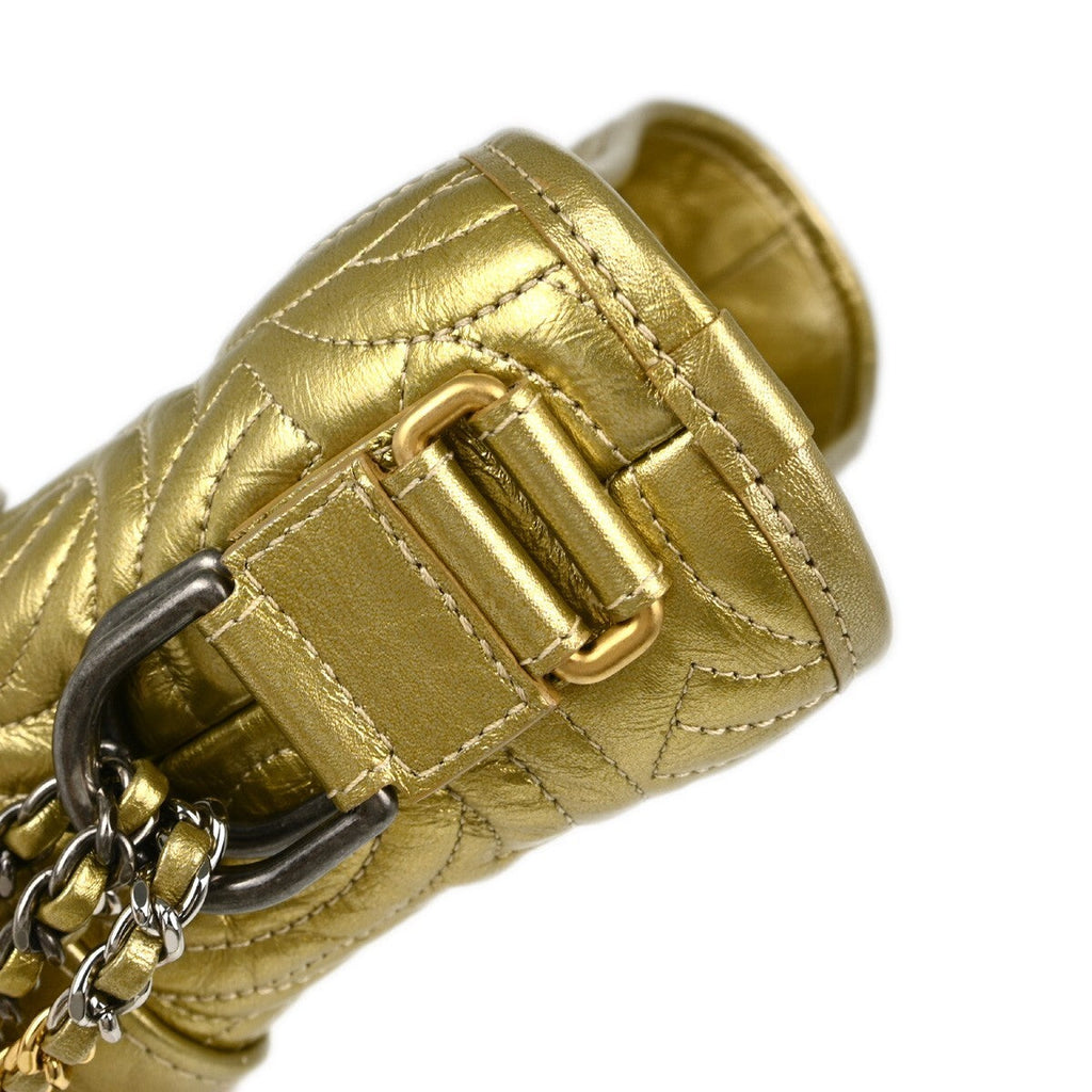 Chanel Gabrielle Hobo Quilted Metallic Aged Calfskin Gold Leather Shoulder Bag Bag