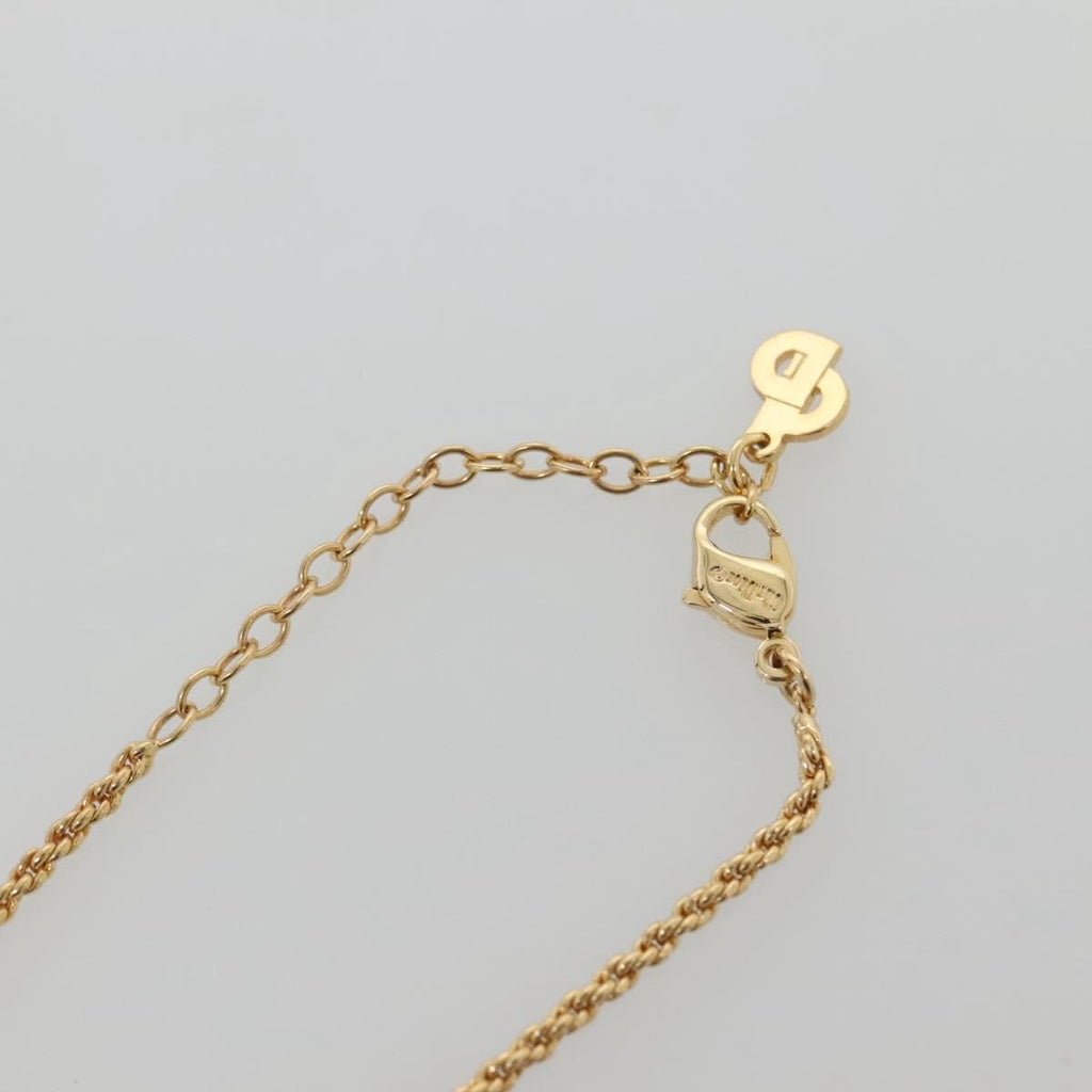 Christian Dior Logo Flower Necklace Metal Gold Metal Jewelry (Pre-Owned)