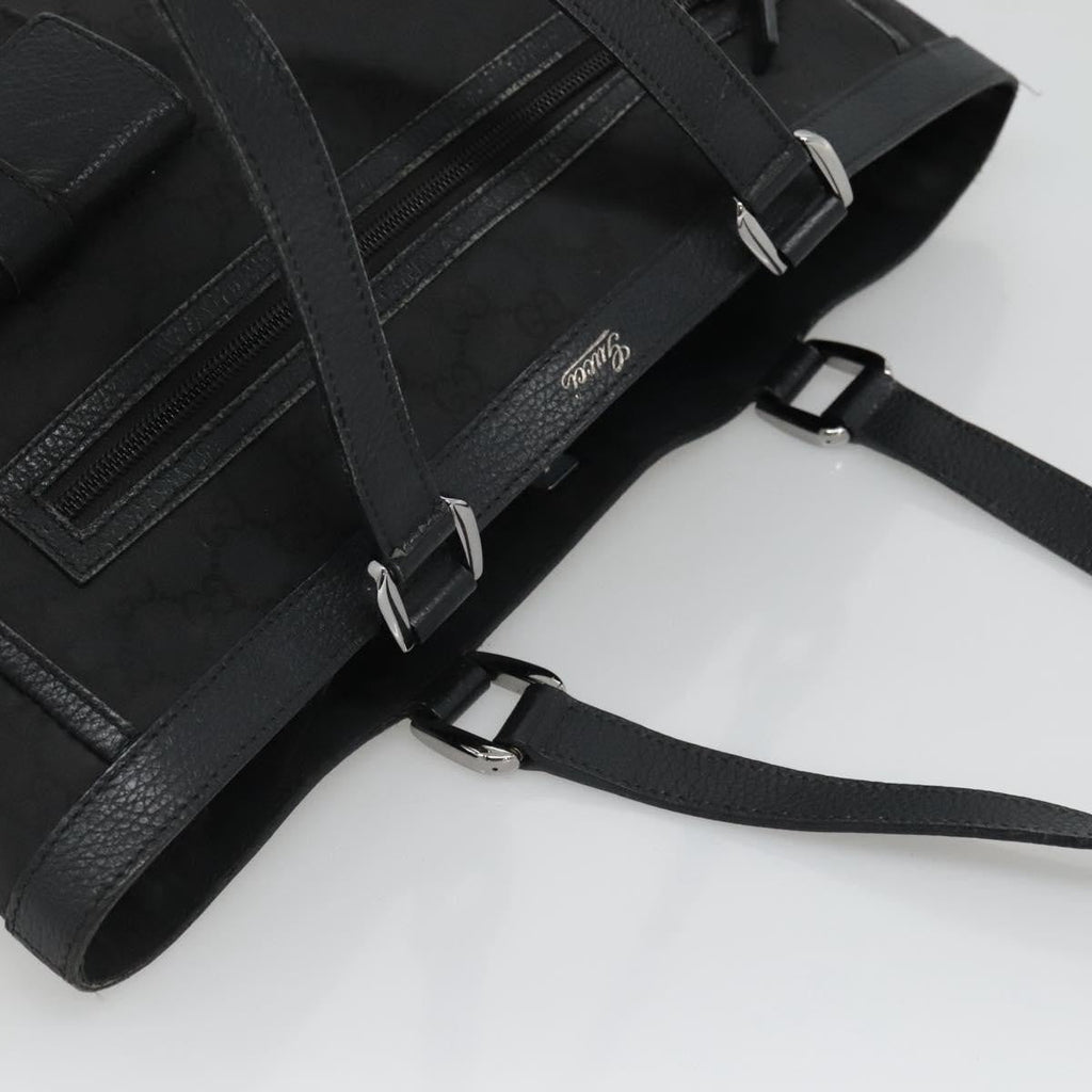 Gucci Abbey Pocket Tote Gg Canvas Black Canvas Tote Bag Bag (Pre-Owned)