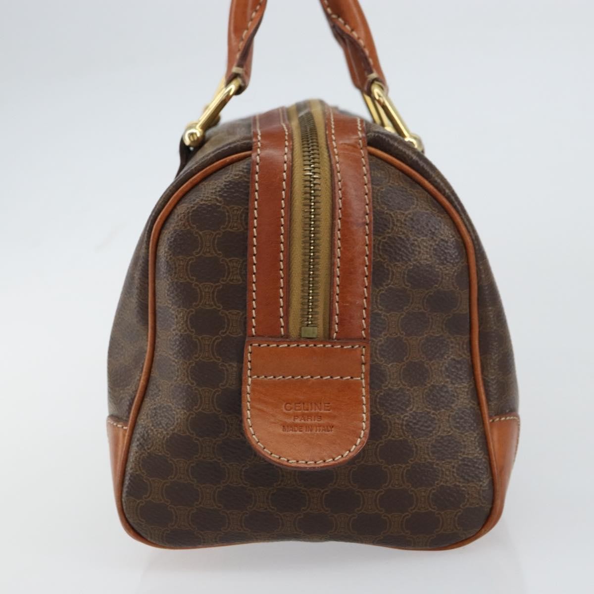 Celine Vintage Macadam Handbag Canvas And Leather Brown Canvas Handbag