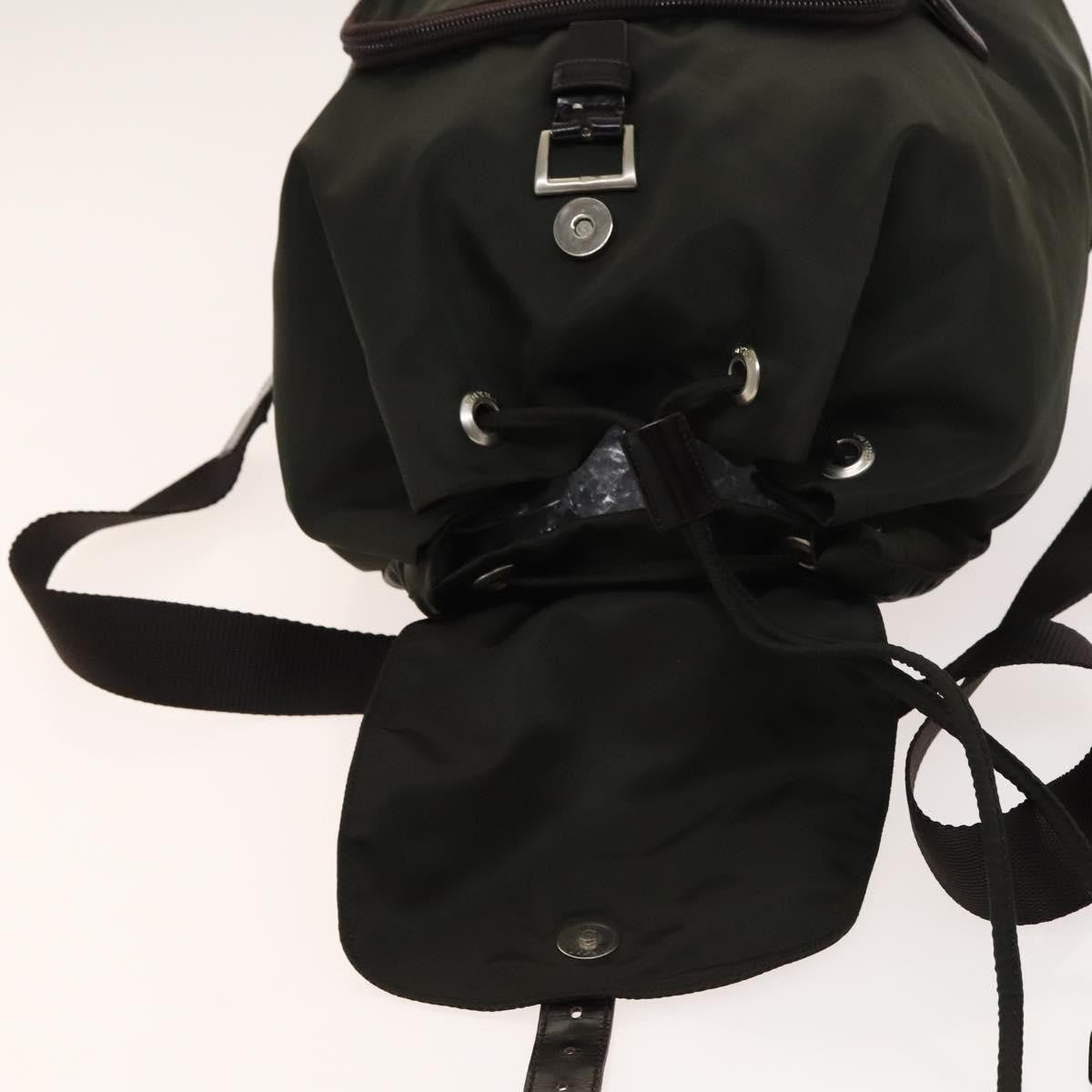Prada Front Pocket Buckle Backpack Nylon Khaki Nylon Backpack Bag