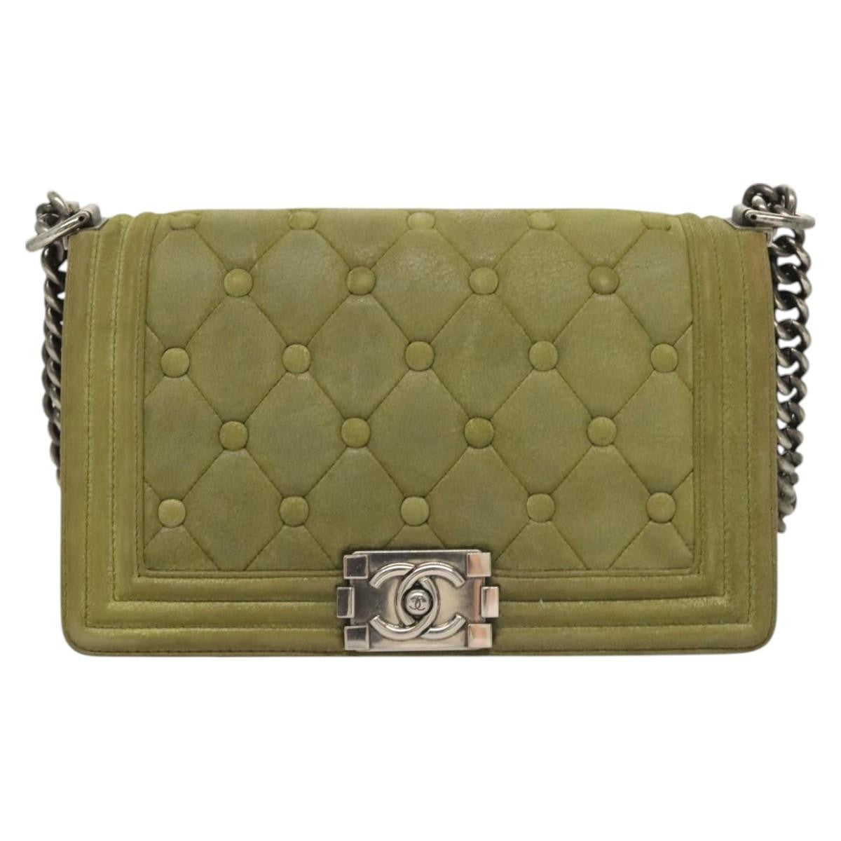 Chanel Celtic Boy Flap Bag Suede Green Suede Shoulder Bag Bag