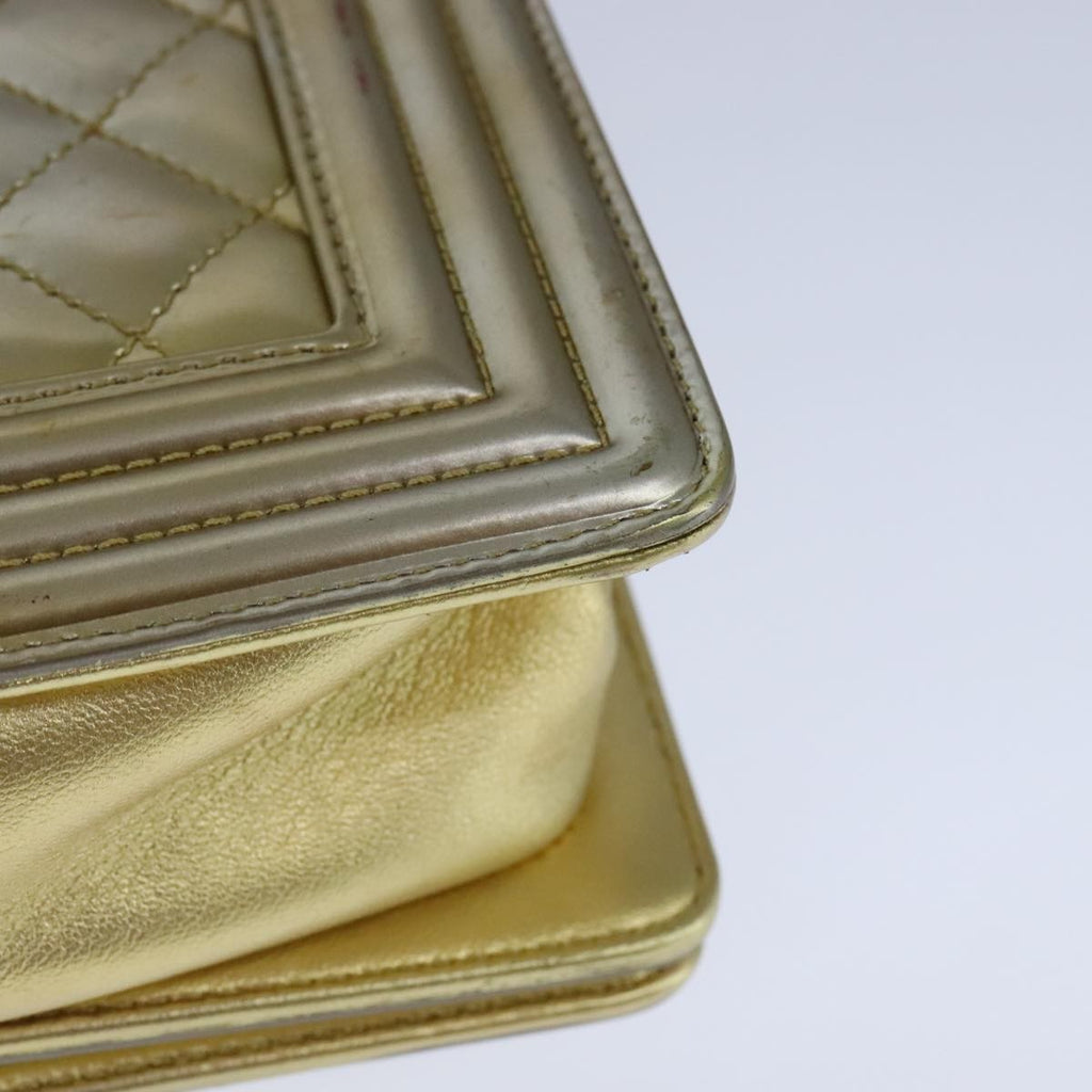 Chanel Boy Flap Bag Quilted Patent Gold Patent_Leather Shoulder Bag Bag