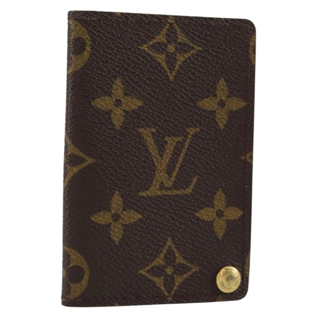 Louis Vuitton Porte Cartes Pression Card Case Monogram Canvas Brown Canvas Card Holders Accessory