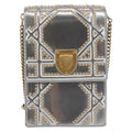 Christian Dior Ultra Matte Diorama Vertical Clutch On Chain Studded Leather Silver Patent_Leather Clutche & Pouche Bag (Pre-Owned)