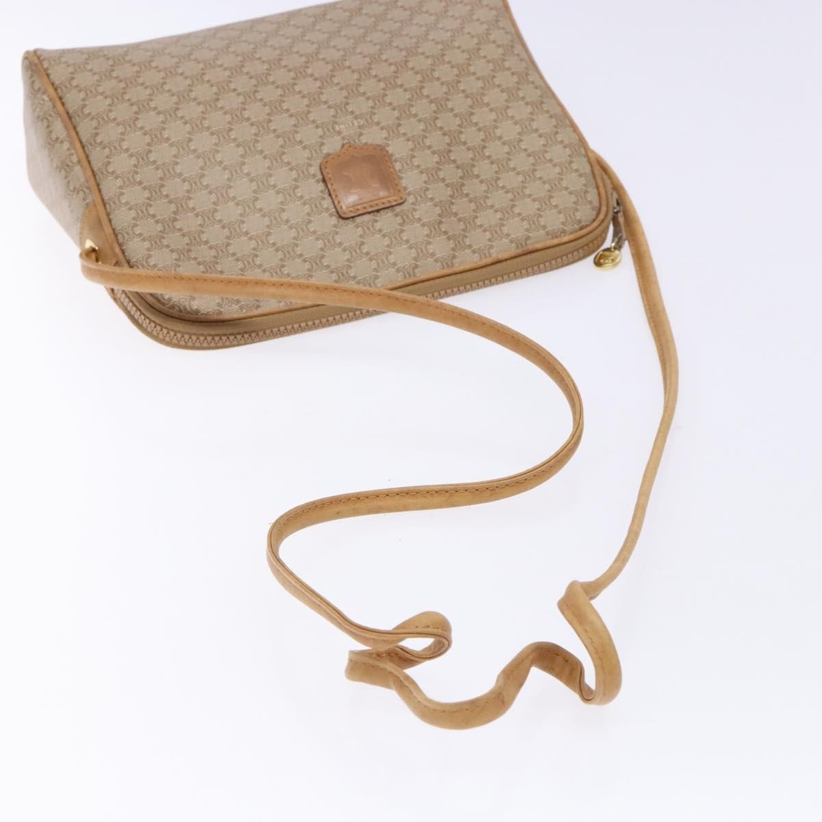 Celine Vintage Macadam Shoulder Bag Canvas And Leather Beige Canvas Shoulder Bag Bag