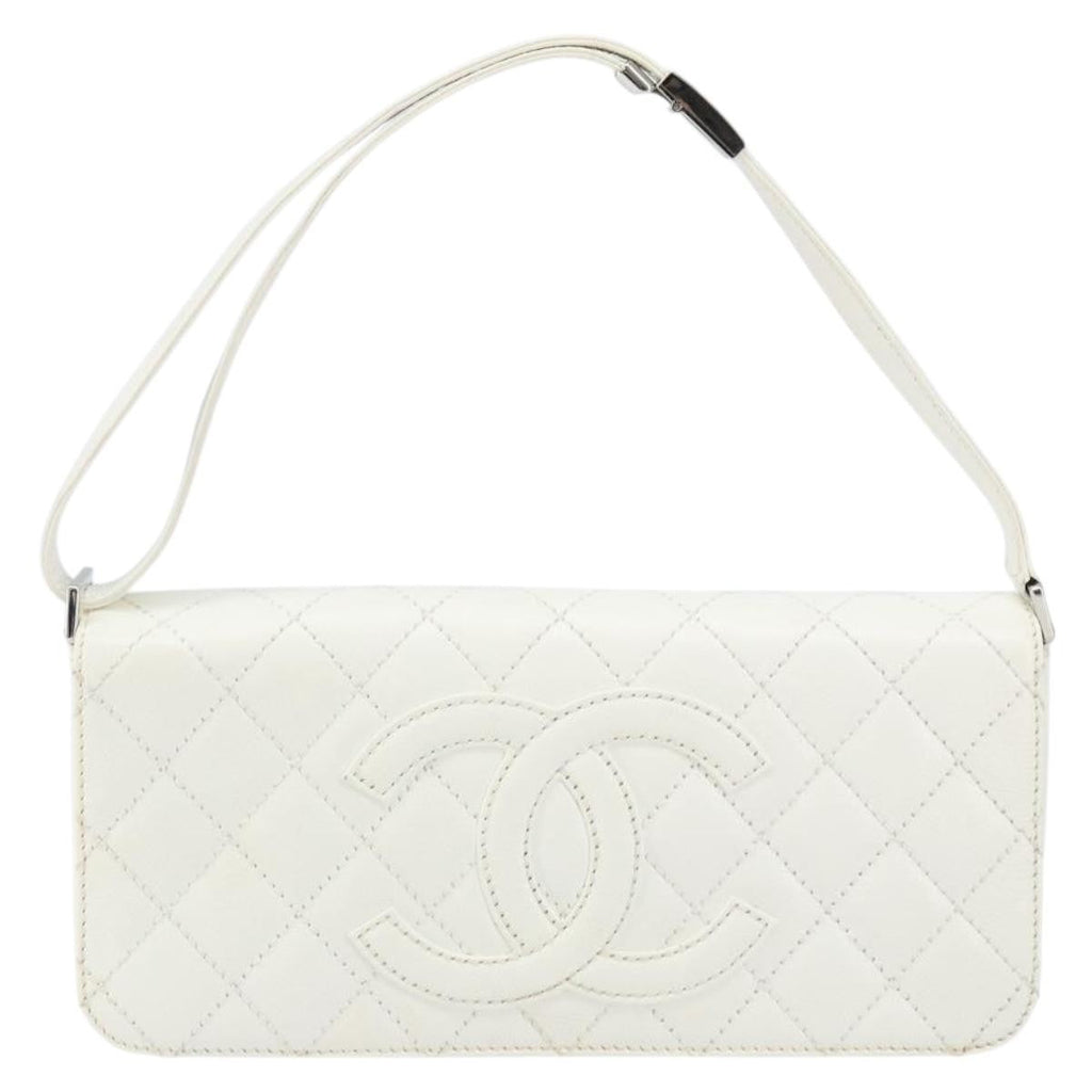 Chanel Vintage Timeless Cc Adjustable Shoulder Bag Quilted Calfskin White Leather Shoulder Bag Bag