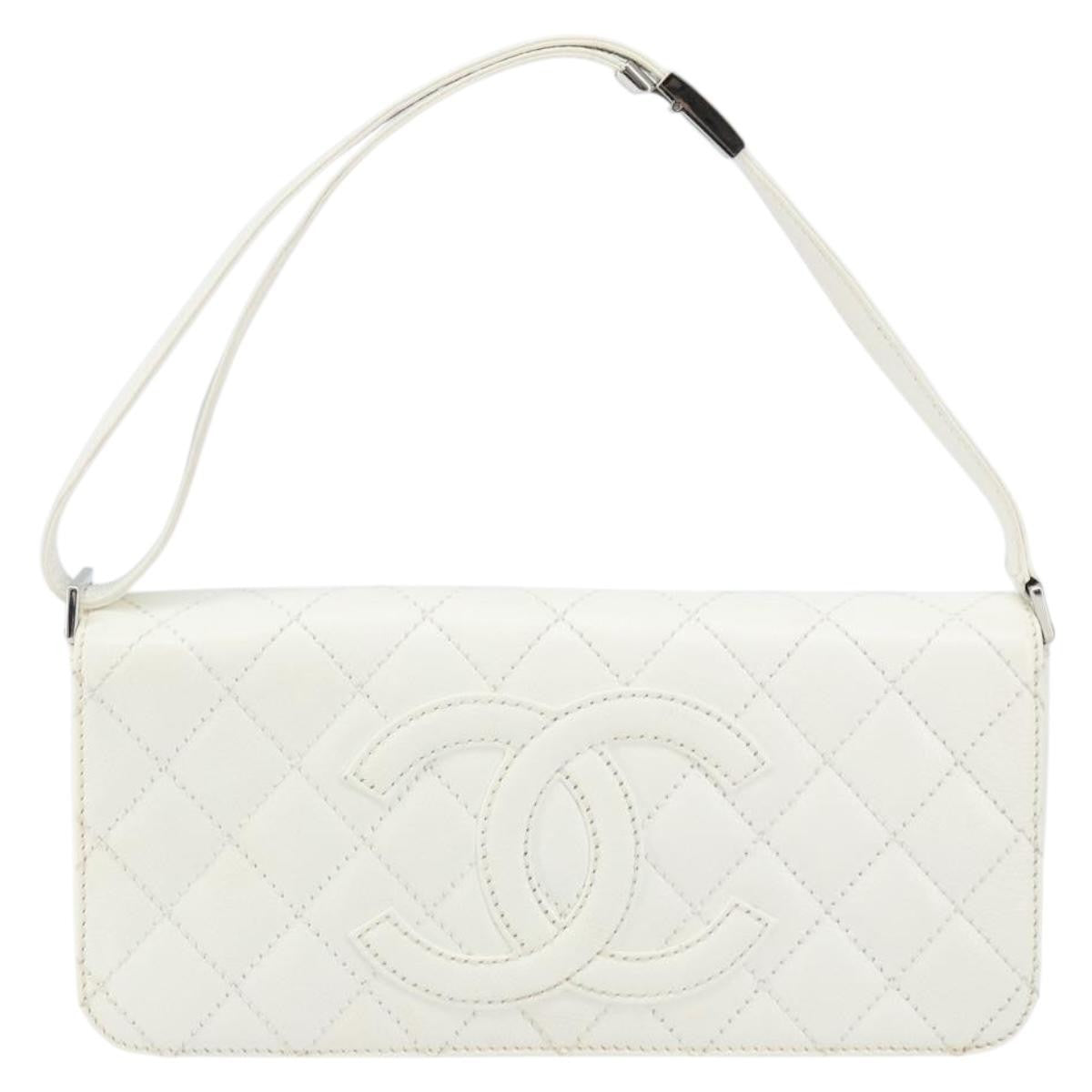 Chanel Vintage Timeless Cc Adjustable Shoulder Bag Quilted Calfskin White Leather Shoulder Bag Bag